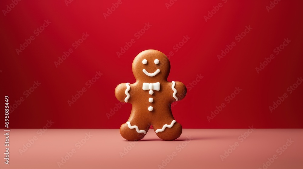 Poster  a ginger with a bow tie standing in front of a red background with a red background and a red wall behind it.