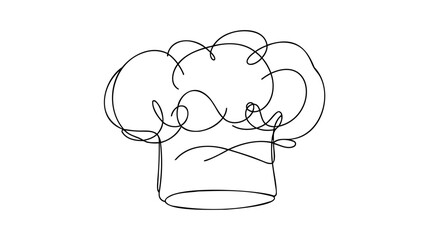 Chef hat vector one line continuous drawing illustration. Hand drawn linear silhouette.