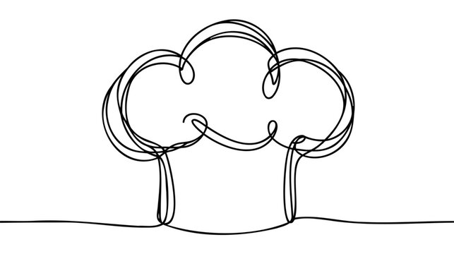 recommend clip art: Chef hat vector one line continuous drawing illustration. Hand drawn linear silhouette.