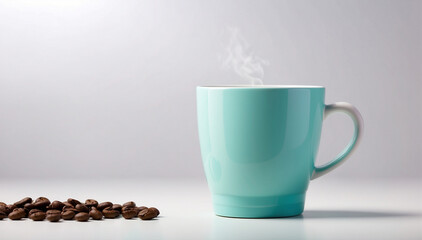 Coffee mug with coffee beans