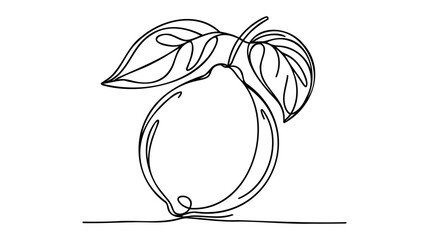 One single line drawing of whole healthy organic lemon for orchard logo identity. - obrazy, fototapety, plakaty