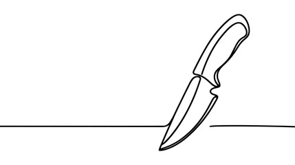 Kitchen knife one line continuous drawing. Kitchen tools continuous one line illustration.
