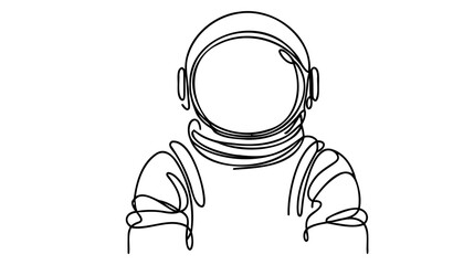 Single continuous line drawing of Astronaut vintage style. Astronaut cosmic traveler concept.