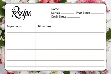 Blank Recipe Cards, White blank paper greeting card for Wedding

