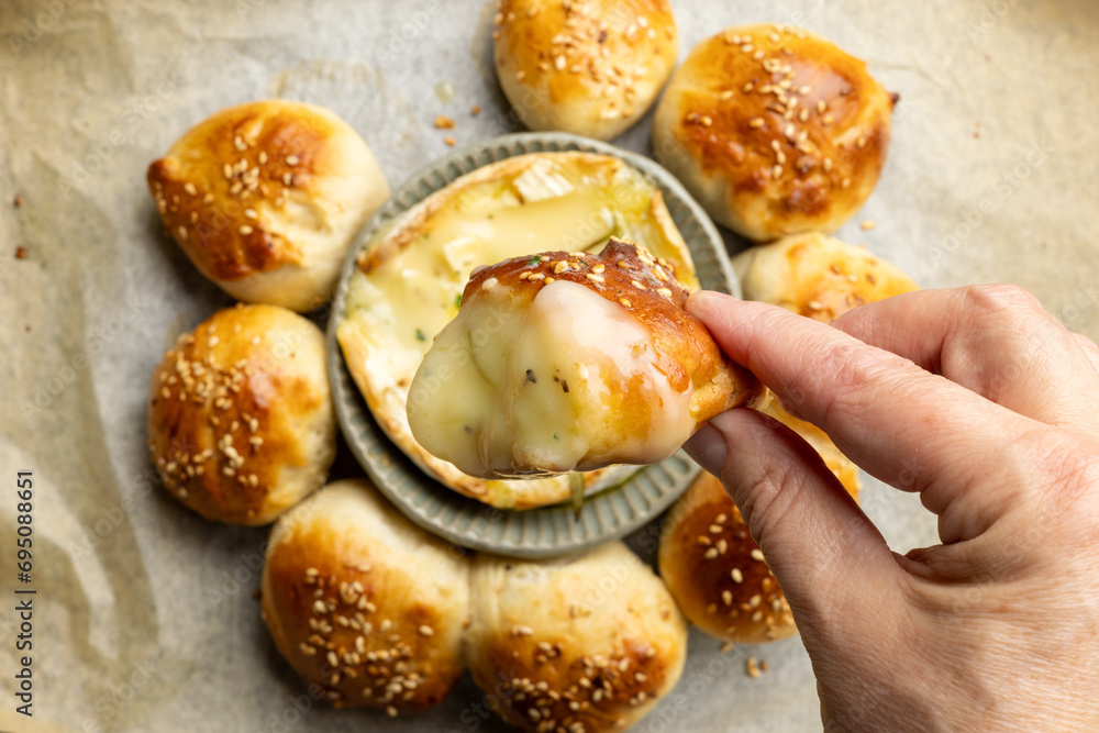 Sticker freshly baked bread buns