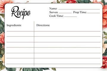 Elegant Blank Recipe Cards for Bridal Shower and Wedding