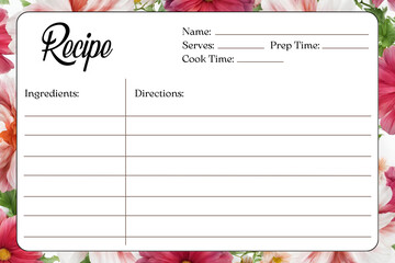Elegant Blank Recipe Cards for Bridal Shower and Wedding
