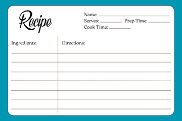 Blank Recipe Cards for Bridal Shower and Wedding, recipe card template, background colors