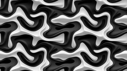 Seamless Serene Swirls. Rhythmic black and white waves create a seamless and hypnotic abstract pattern