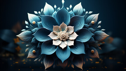 3d Blue Mandala india Pattern Wallpaper - obrazy, fototapety, plakaty