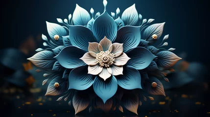 Fotobehang 3d Blue Mandala india Pattern Wallpaper © Irina Flamingo