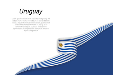 Wave flag of Uruguay with copyspace background