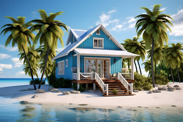 expensive beach house on island, island house, houses, island, palm tree house