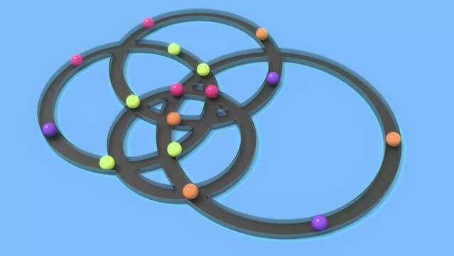 Color spheres move in circle rounds intro 
