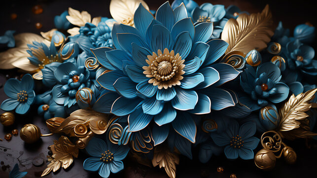 3d Blue Mandala india Pattern Wallpaper