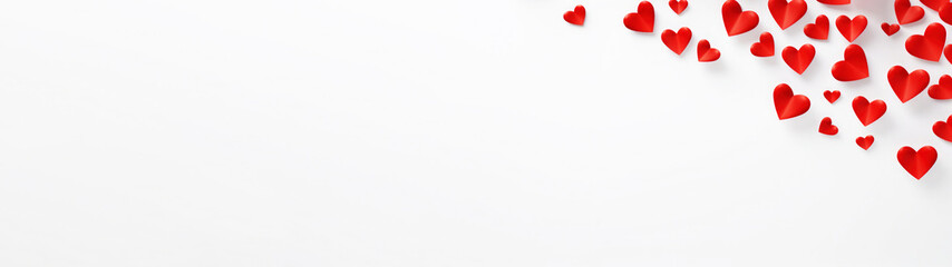 Valentine's Day, love, celebration, valentines day, wedding, red hearts on white background, greeting card, banner