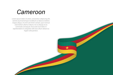 Wave flag of Cameroon with copyspace background