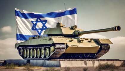  tank on israel flag 