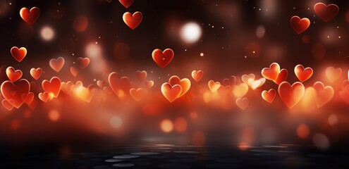 hearts falling over a dark colored background