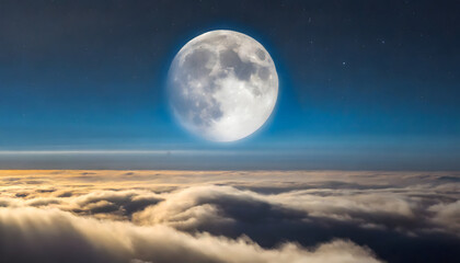 Fototapeta na wymiar Celestial Tranquility - Moon Above the Clouds