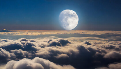 Naklejka na ściany i meble Celestial Tranquility - Moon Above the Clouds