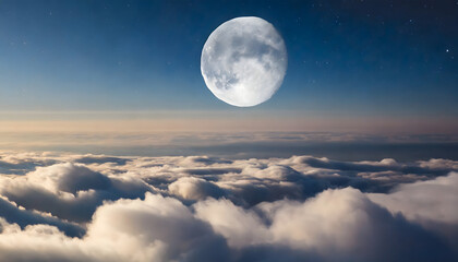 Celestial Tranquility - Moon Above the Clouds