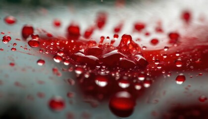 Red drops on glass