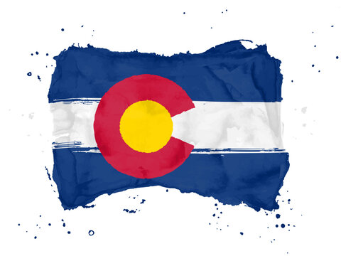 Flag of Colorado from brush strokes. United States of America. Watercolor style for your design. Flag Colorado on white background for your web site design, app, UI. EPS10.