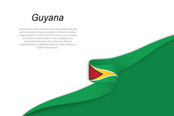 Wave flag of Guyana with copyspace background