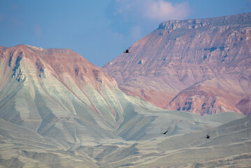 Colorful mountains and unique rock forms taken at sunrise in Nallihan Bird Sanctuary Natural Life Park Ankara