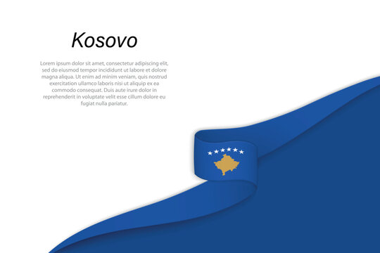 Wave flag of Kosovo with copyspace background - Powered by Adobe