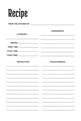 White blank paper blank recipe book printable template, white background v7