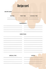 White blank paper blank recipe book printable template, brown custom background