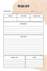 White blank paper blank recipe book printable template, brown custom background
