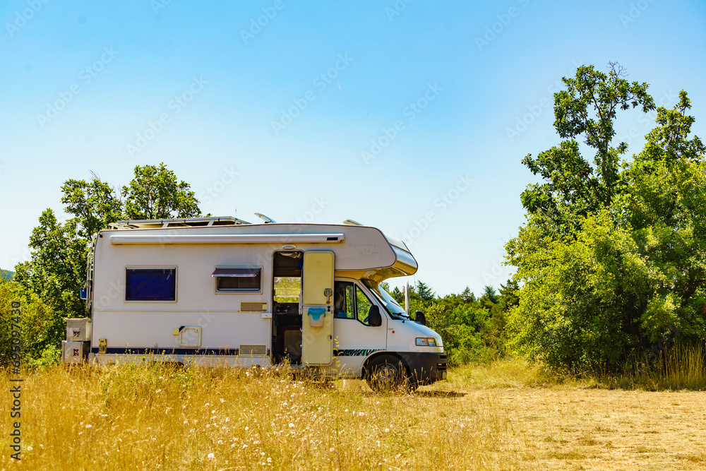 Poster Rv camper camping on nature