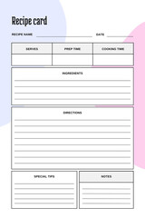 Blank Recipe Cards for Bridal Shower and Wedding, Blank Pages Sheet Organizer Binder, recipe paper