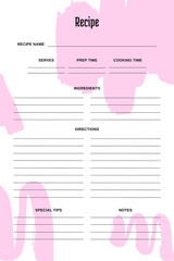 White blank paper blank recipe book printable template, colorful background