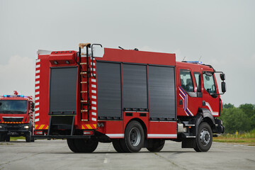 In this captivating scene, a state-of-the-art firetruck, equipped with advanced rescue technology,...