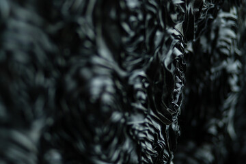 black textile texture floral ruche pattern 