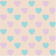Pattern in soft colors with hearts
