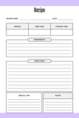White blank paper blank recipe book template, for Bridal Shower and Wedding