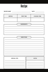 White blank paper blank recipe book printable black template