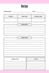 Minimalist Cooking: White Blank Recipe Book Template