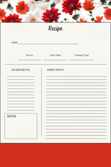 Blank Recipe Book Printable Template, red background