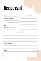 White blank paper blank recipe book printable template, v3
