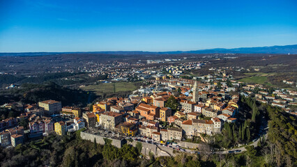 Fototapeta na wymiar Labin, Istria, aerial view, old city, Croatia
