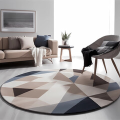 modern living room with minimalist rug, interior design, minimalist space