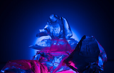 colored purple blue ice for product presentation podium background