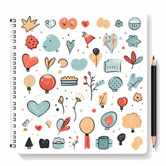 Set of icons for Goodnotes, diary,stickers, backgrounds , wallpapers, notebook , cards, digital stickers , illustration 