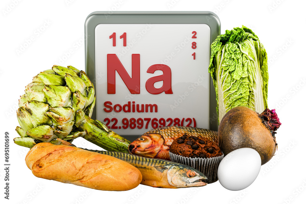 Poster products containing sodium, 3d rendering isolated on transparent background